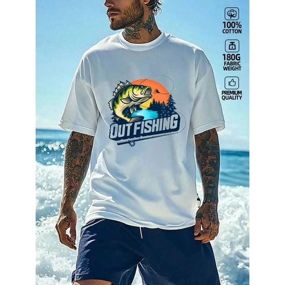Fishing Adventure Tee fish t shirts comfort colors tshirt men 180G 100% Cotton white Regular fit, everyday comfort, relaxed and urban style summer and spring season for 60 year old for men funny fis