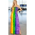 thumbnail image 3 of LA LEELA Women's Summer Beach Maxi A-Line LGBTQ Pride Flag Rainbow Stripe Slit Party Strapless Tube Top Dress One Size Multi, Stripes, 3 of 5