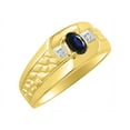 thumbnail image 4 of RYLOS Men's Rings 14K Yellow Gold Classic Nugget 6X4MM Oval Gemstone & Diamond Ring Sapphire September Birthstone Rings Size 13, 4 of 7