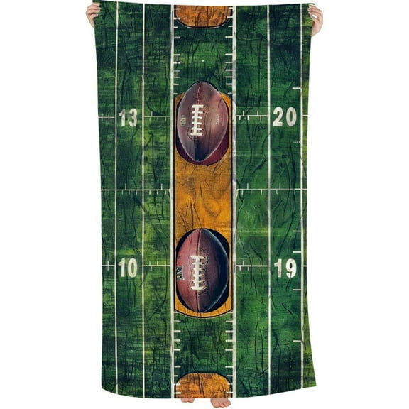 PHYHOO American Football Field Microfiber Beach Towel, Large Oversized Beach Towel Lightweight Quick Dry Soft Absorbent Bath Towel, Sand Free Towel for Swimming Travel Sports 30x60in
