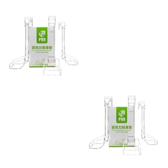 Methold Alimentador de peces, soporte acrílico, de comida de acuario transparente, bandeja, cuenco, portátil, reutilizable, tubo de alimentación 21cm 2piezas Methold CBP440948