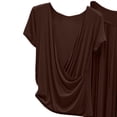 thumbnail image 4 of Wenini Women’s Solid Color Short Sleeve Casual Loungewear Set with Draped Top Loose Skirt Plus Size Pajama Set, 4 of 5