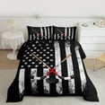 thumbnail image 2 of Manfei Ice Hockey Full Size Comforter Sets 3-Piece, Grunge USA Flag Bedding Comforter Set, Sports Bedding Sets, Lightweight Room Decor, 2 of 8