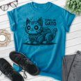 thumbnail image 2 of Domo Arigato Cat T-shirt, Unisex Women's Men's Shirt, Cat Robot Kitten Kitty Roboto Cute Japanese, Heather Blue, Large, 2 of 6