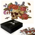 thumbnail image 2 of Ambesonne Gothic Jigsaw Puzzle Durable Cardboard, Skull Flowers Bees, 1000 pcs, Multicolor, 2 of 5