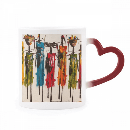 

Art African Black Warrior Heat Sensitive Mug Red Color Changing Stoneware Cup