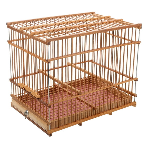 YOSADIER Hanging Bird Cage Lightweight Bamboo and Metal for Small Birds Indoor Use