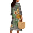 thumbnail image 2 of DISNIMO Polynesian Plumeria Print Womens Casual Maxi Dresses Linen Style Loose Fit Dress V Neck 3/4 Sleeve Shift Dress Fashion Long Dresses for Women, XL, 2 of 6