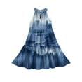 thumbnail image 6 of Abcomgle Girls Summer Dress Size 14-16 Casual Halter Neck Sleeveless Midi Dress Floral Print A-line Sundresses Holiday Swing Skirt 3-4 Years,Royal Blue, 6 of 7