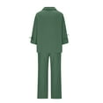 thumbnail image 6 of Jinhomg Two Piece Cotton Linen Sets for Women Butons Down Long Sleeve Shirts And Pants Fall 2 Piece Lounge Sets with Pockets Green,M, 6 of 7