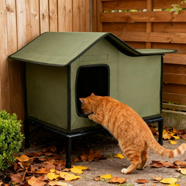 Casa para gatos para exterior, casa para perros, cama cálida, fácil de montar, nido para gatos, caseta para mascotas, cueva, refugio para gatos,