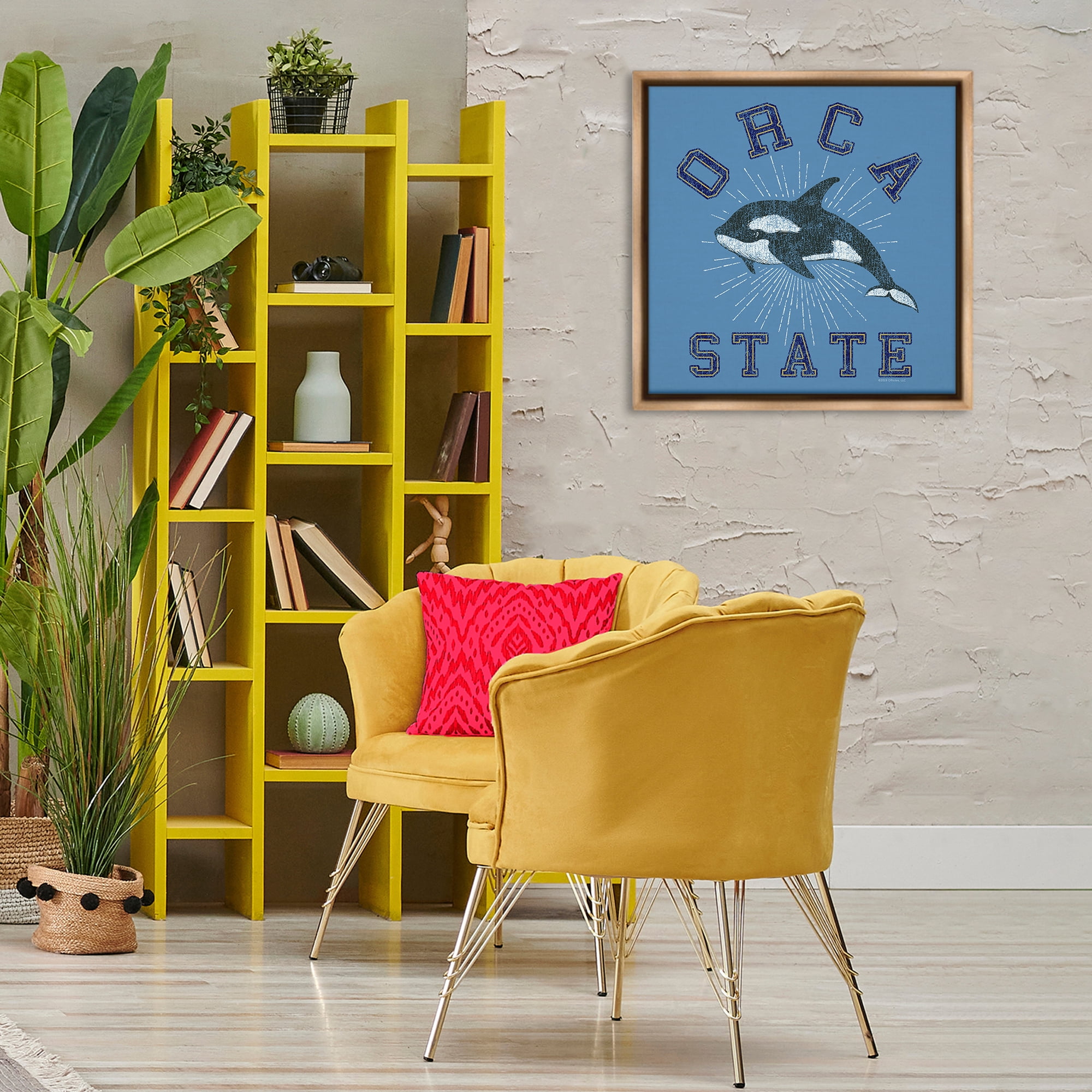 Stupell Industries Vintage Orca State Animals Painting Brown Floater Framed Canvas Art Print Wall Art, 25 x 25