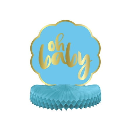 Oh Baby Shower Centerpiece Decoration 8 X 7 In Blue And Gold