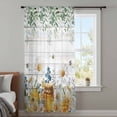 thumbnail image 4 of Daisy Spring Floral Sheer Curtains 63 Inches Long, Farmhouse Botanical Green Leaves Wooden Light Filering Curtains, Breathable Simi Curtain Privacy Drapes for Living Room Bedroom Window Treatment, 4 of 9