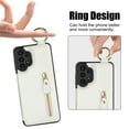 thumbnail image 4 of JTCASES for Samsung Galaxy A52 5G Case, PU Leather Lychee Pattern Zipper Purse Finger Ring Buckle Card Slots Stand Shell for A52 5G Wear-resistant Shockproof Wallet Cover, White, 4 of 8