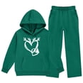 thumbnail image 5 of CPNG Kids Girls Sweatsuit 2 Piece Set Heart Print Sweatsuits Hoodie Sweatshirts and Jogger Sweatpants Sweat Set(Blackish Green,13-14 Years), 5 of 7