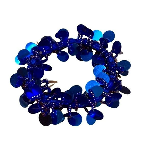 Style & co Stretchy Bracelet Royal Navy Blue Sequins & Beads Silver-tone So Cute