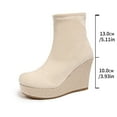 thumbnail image 6 of Wovix Women's Ankle Boots Wedge Booties Ankle Heels Boots Bow Knot Stacked Heeled Winter Dress Shoes Trendy Streetwear Dress Shoes Beige 36, 6 of 7
