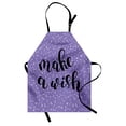thumbnail image 1 of Saying Apron, Brush Calligraphy Make a Wish Words Uplifting Composition on Violet Background, Unisex Kitchen Bib with Adjustable Neck for Cooking Gardening, Adult Size, Violet Black, by Ambesonne, 1 of 4