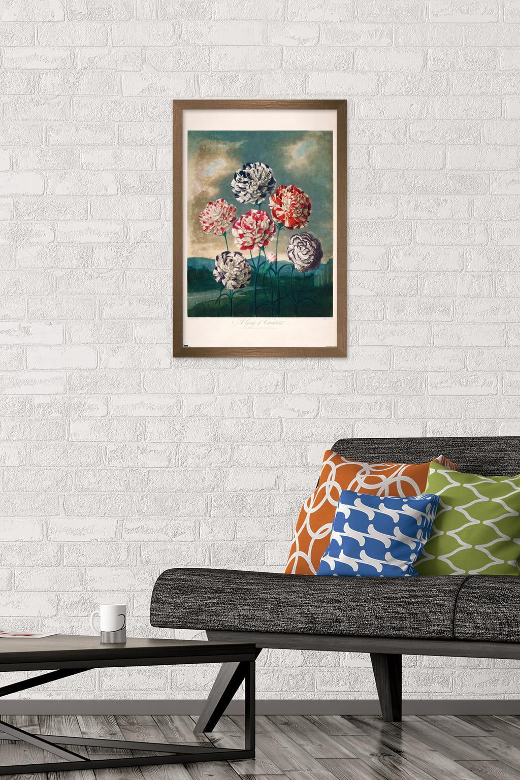 A Group Of Carnations Wall Poster, 14.725" x 22.375" Framed