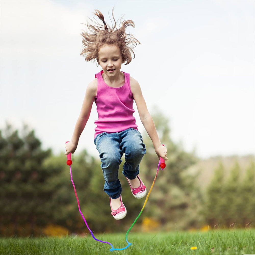 New Pink Kids Wooden Skipping Rope Jump Exercise Jumping Outdoor Game Fitness 