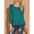 thumbnail image 5 of INSPIRE CHIC Women's Tops Long Sleeves Scoop Neck Casual Peplum Chic Shirt XS Blue Green, 5 of 8
