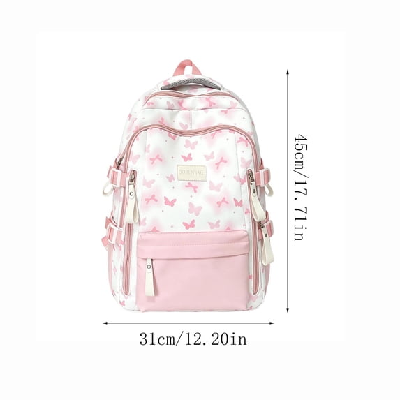 Cute Butterfly Backpack for Girls, Lightweight School Bag with Laptop Compartment, Water Resistant Nilong Bookbag for Kids Teens Elementary Middle School Travel Blue