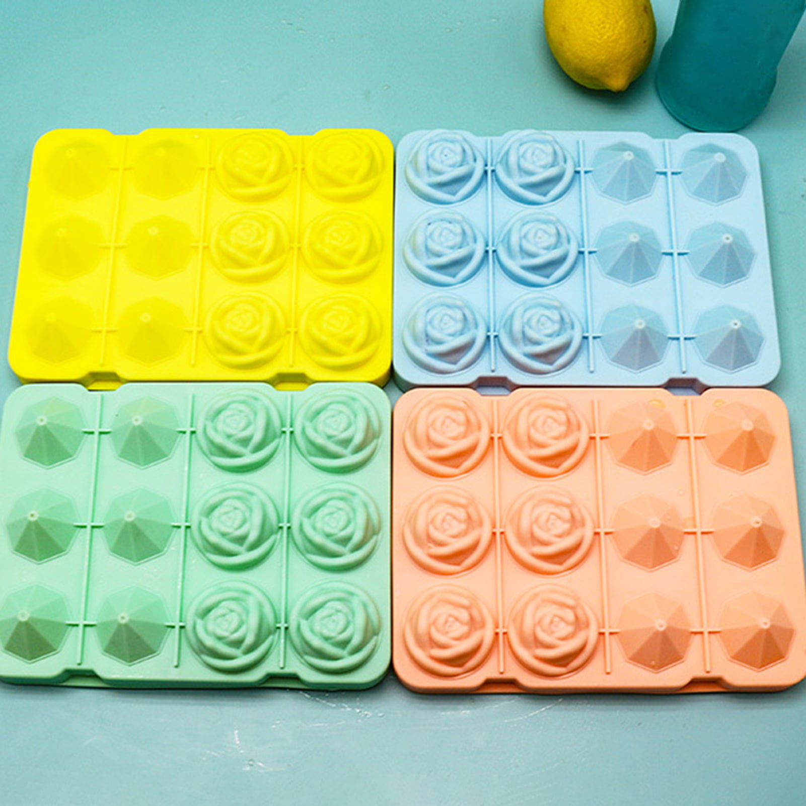 4 Cavity Rose Ice Cube Tray Cocktail Drinks Highball Dessert Floral Shaped  Mould Candy Jello Chocolate Fudge Soap Mold 4 Holes Molds 