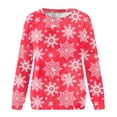 thumbnail image 3 of Gibobby Sudadera de cuello Rojoondo con estampado de Navidad para mujer, suéter de ajuste de cuello Rojoondo, camisetas informales de manga larga para entrenamiento, blusa suelta (Rojo, S), 3 of 4