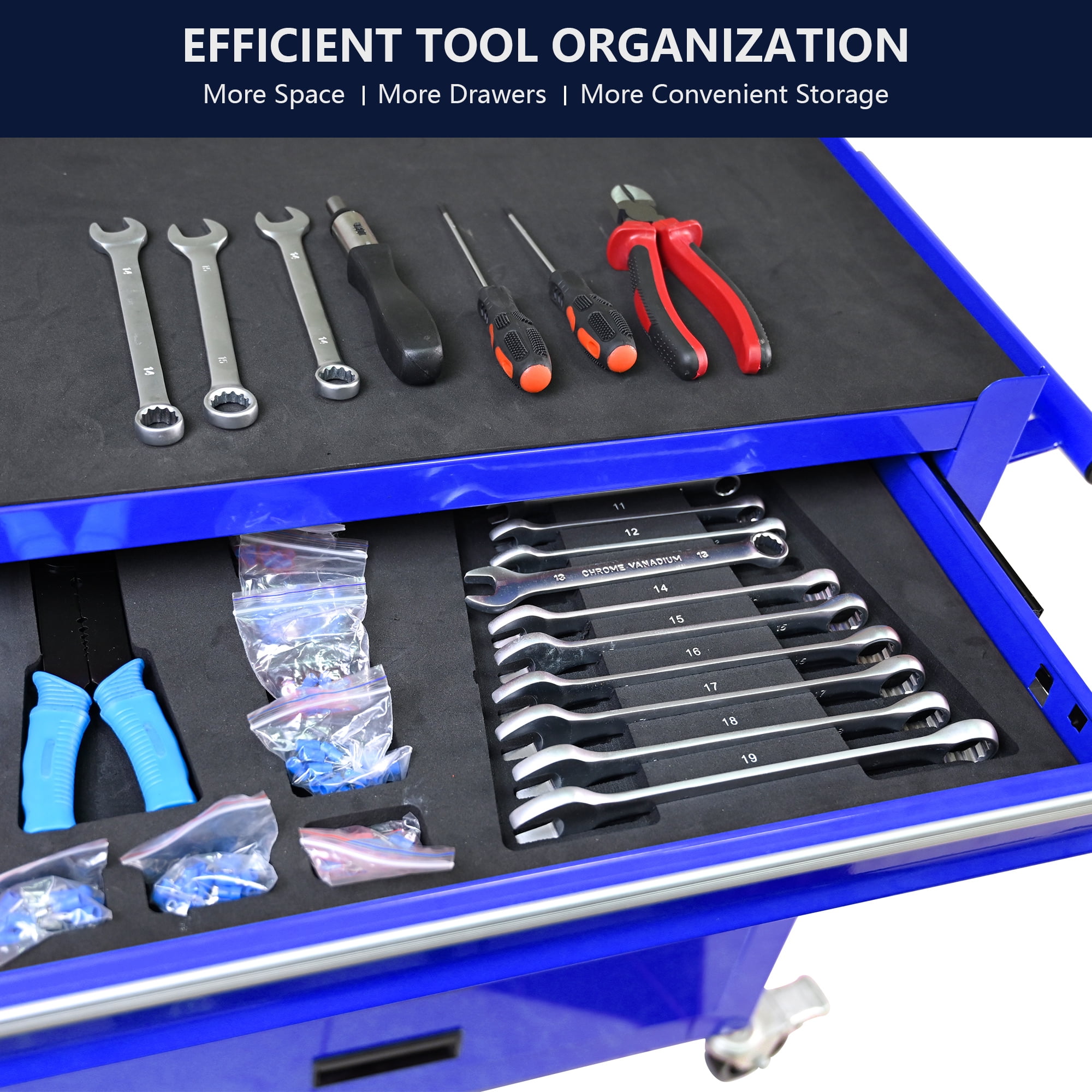 4 Drawers Multifunctional Tool Cart with Wheel Steel Tool Chest Storage Cabinet