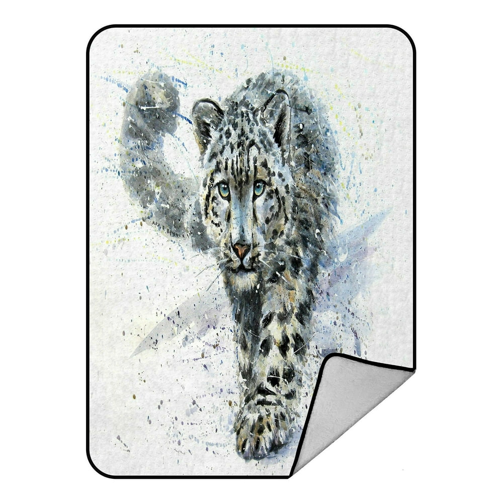 ECZJNT Snow leopard animals wildlife Throw Blanket Fleece Blankets