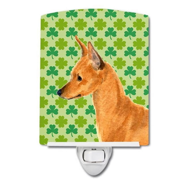 Carolines Treasures SS4397CNL Min Pin St. Patricks Day Shamrock Portrait Ceramic Night Light, 6x4x3, Multicolor
