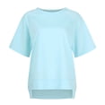 thumbnail image 6 of Tops for Women Trendy Sweater Dresses Women V Neck Tops Long Sleeve Womens T Small Items Loose Fitting Pajamas Scrub Blouses Bulk Winter Items Womens Medium Long Sleeve Shirt Summer for Sky Blue M, 6 of 8