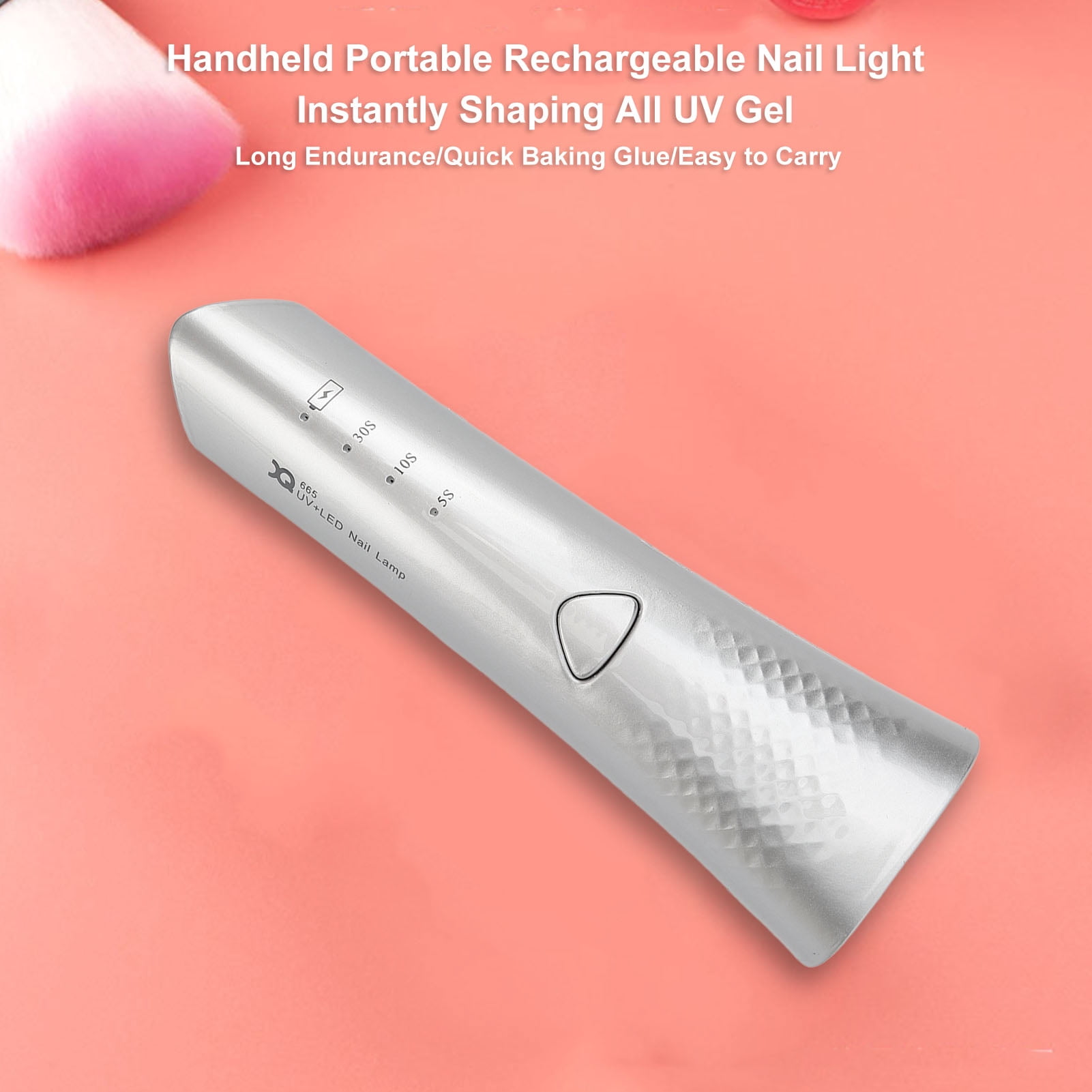 Mini UV Nail Lamp 180 Degree Lighting 3 Gear Quick Drying Nail Polish Curing Light Silver