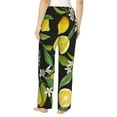 thumbnail image 3 of Xecao Lemon Fruits Flowers Leaves Women's Straight Lounge Pajama Pants: The Epitome of Relaxed Sleepwear, 3 of 9