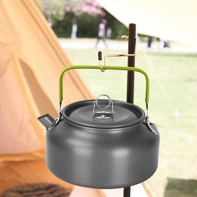 koolsoo Outdoor Small Camping Kettle for Open Fire Double Anti Scald Handle  Lightweight , Aluminum Tea Kettle with Carrying Bag