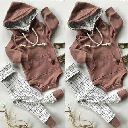 

Newborn Kid Baby Boy Sweatshirt Hooded Romper+Long Pants Outfits Toddler Clothes 0-18M