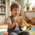 thumbnail image 4 of Gold-Plated Plastic Trumpet Toy for Preschool - Beginner Wind Musical Instrument, Trumpet Toy with Gold Plating 1PC, 4 of 9