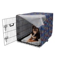 thumbnail image 2 of Race Car Dog Crate Cover, Cartoon Style Interpretation of Checkered Flags and Automobile, Easy to Use Pet Kennel Cover for Medium Large Dogs, 35" x 23" x 27", Cobalt Blue and Multicolor, by Ambesonne, 2 of 6
