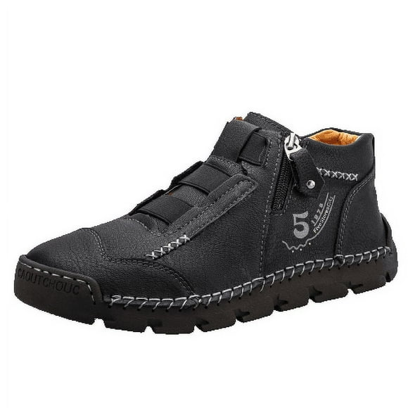 Mens Casual Shoes High-top Leather Shoes Trendy Large Size Mens Boots, Breathable Driving Mens Shoes Trend
