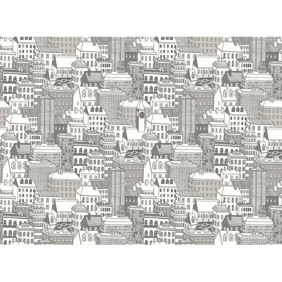 REMIX Walls by Katie Hunt City Views Dove Grey Wall Mural