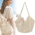 thumbnail image 3 of Woven Straw Beach Bag Purse, Boho Crochet Mesh Tote Handbag, Summer Vacation Shoulder Bag, Foldable Casual Shopping Tote, Travel Beach Essential Carryall Versatile for Shopping Travel, 3 of 7
