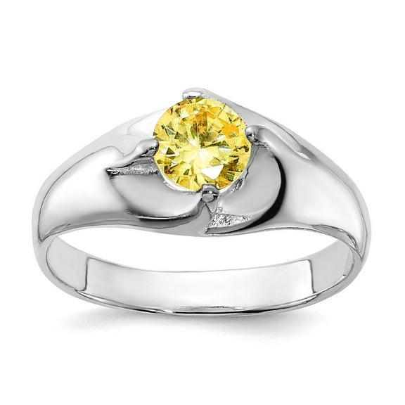 925 Sterling Silver Polished Yellow Round Cubic Zirconia Ring Size 7 8.2mm Wide Ring for Women