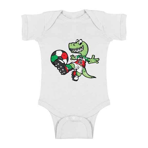 Awkward Styles Mexican Soccer Baby Bodysuit Short Sleeve Dinosaur Baby Bodysuit
