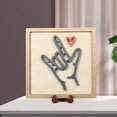 thumbnail image 4 of Fiudx Ofertas de la semana Decoración del hogarEl letrero de madera con el texto "Yo y tú" en lenguaje de señas, 4 of 7