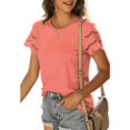 thumbnail image 2 of IROINNID Women's Casual Basic Solid Color T-Shirt Hollow Short Sleeve Round Neck Blouse, 2 of 6