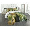 thumbnail image 3 of Ambesonne Tree Quilted Bedspread Set 3 Pcs, Forest Autumn Growth Eco, King Size, Dark Brown Pale Green, 3 of 5