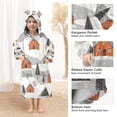 thumbnail image 3 of FORMRS Wearable Blanket Hoodie with Sleeves for Kids Cozy Flannel Sweatshirt, Orange Cartoon Houses, 3 of 7