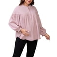 thumbnail image 1 of CAMISAS Y BLUSAS DE MATERNIDAD CHIC INSPIRADORAS PARA MUJERES, CON PLECA, BOTONES Y MANGA LARGA, TOP DE EMBARAZO Y LACTANCIA, TALLA 2XL, ROSA, 1 of 6