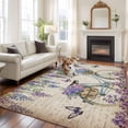 thumbnail image 3 of Purple Flowers Area Rugs Collection 6'x9', Weeping Spring Floral Bicycle Retro Art Non Slip Indoor Rectangle Throw Runner Rug Floor Mat Carpet for Living Room Dining Table Bedroom Nursery, 3 of 9